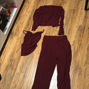 Burgundy Three-Piece Lounge Set